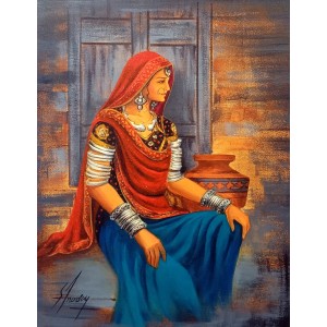 S. A. Noory, 18 x 24 Inch, Acrylic on Canvas, Figurative Painting, AC-SAN-219